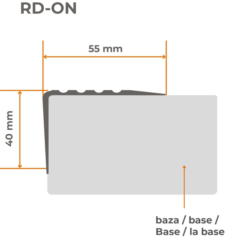 Profil schodowy 48x42mm, QUEST BHP, samoprzylepny ostrzegawczy antypoślizgowy nosek schodowy PCV, RD-ON, czarny, 1.3m