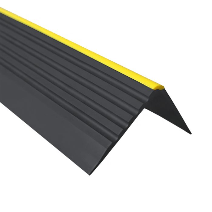 Profil schodowy 48x42mm, QUEST BHP, samoprzylepny ostrzegawczy antypoślizgowy nosek schodowy PCV, RD-ON, czarny, 1m