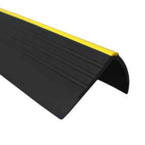 Profil schodowy BHP 40x40mm, QUEST, ostrzegawczy antypoślizgowy nosek schodowy PCV, RD-O, czarny, 1.5m
