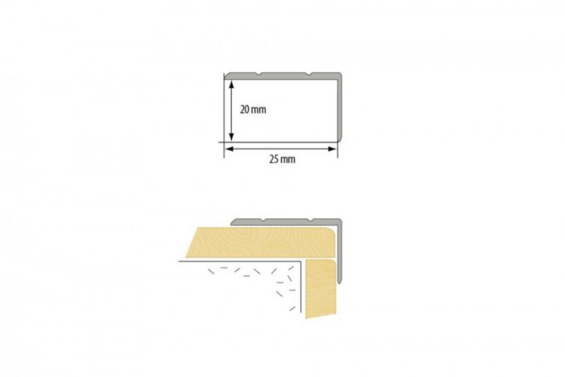 Profil schodowy klejony Cezar Srebrny 1000x25x20 aluminiowy 1 szt.