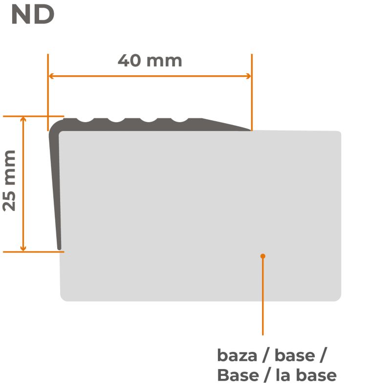 Profil schodowy PCV 40x25mm, QUEST, samoprzylepny antypoślizgowy nosek schodowy, ND, beż, 1.1m