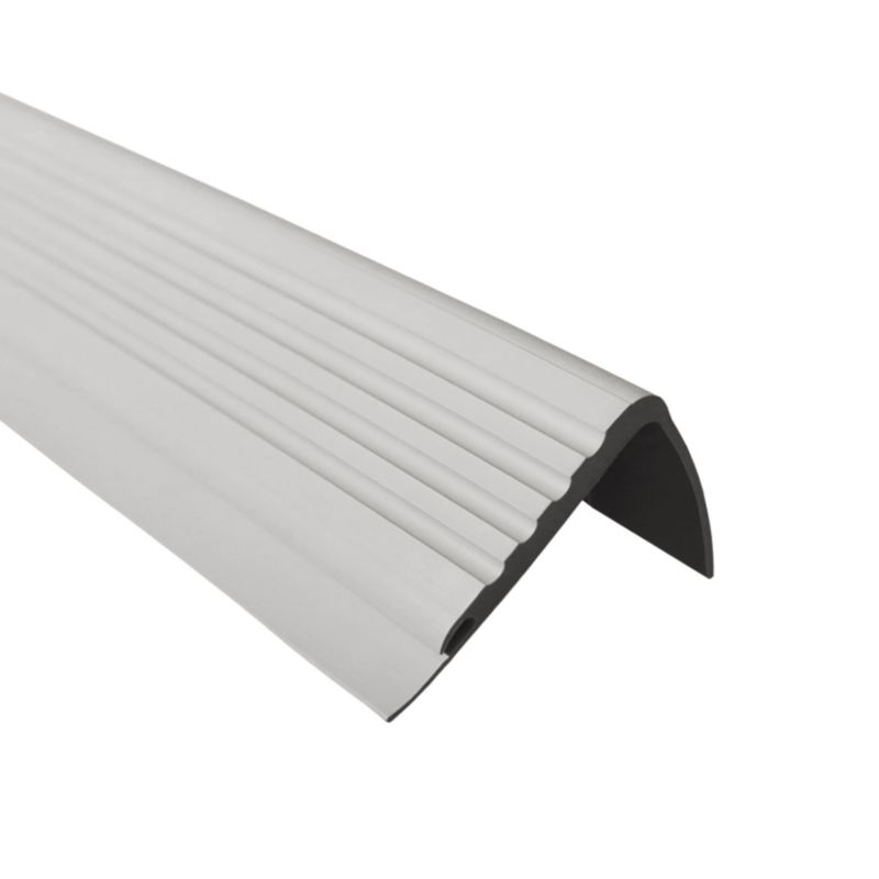 Profil schodowy PCV 48x42mm, QUEST, antypoślizgowy nosek schodowy,  PMW, szary, 1.5m