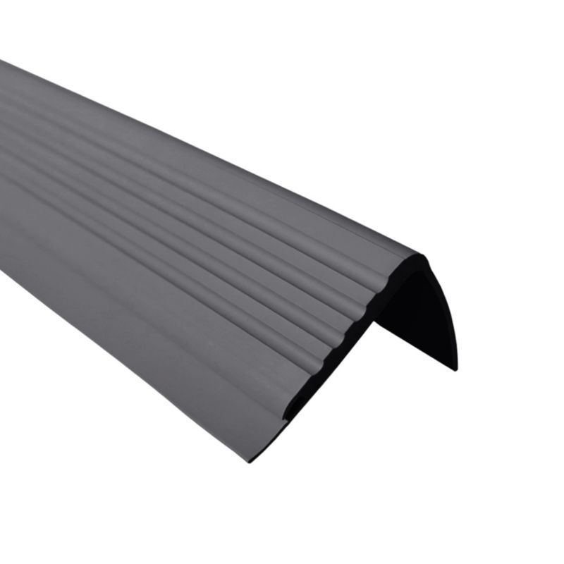 Profil schodowy PCV 48x42mm, QUEST, samoprzylepny antypoślizgowy nosek schodowy, PMW, ciemnoszary, 1m