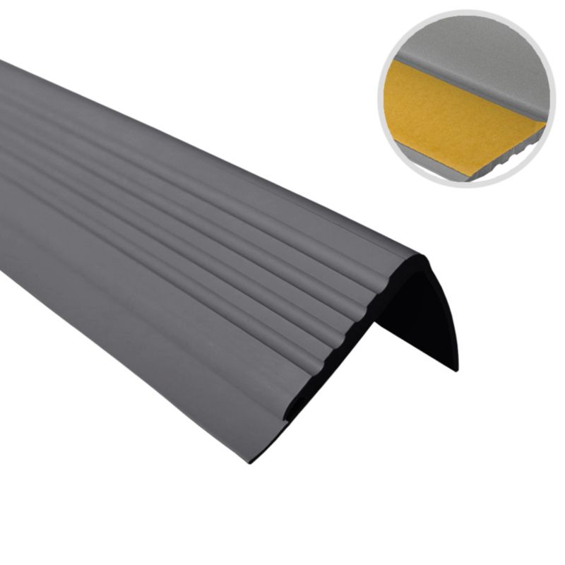 Profil schodowy PCV 48x42mm, QUEST, samoprzylepny antypoślizgowy nosek schodowy, PMW, ciemnoszary, 1m