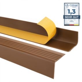 Profil schodowy PCV 50x42mm, QUEST, samoprzylepny antypoślizgowy nosek schodowy, RGP, brąz, 0.9m