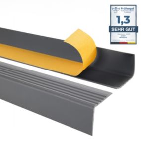 Profil schodowy PCV 50x42mm, QUEST, samoprzylepny antypoślizgowy nosek schodowy, RGP, ciemnoszary, 1.5m