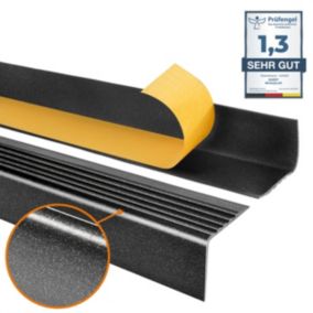 Profil schodowy PCV 50x42mm, QUEST, samoprzylepny antypoślizgowy nosek schodowy, RGP, czarny-srebrny, 1.5m
