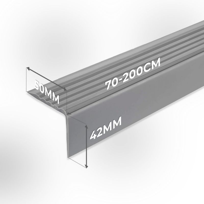 Profil schodowy PCV 50x42mm, QUEST, samoprzylepny antypoślizgowy nosek schodowy, RGP, mosiądz, 1.1m
