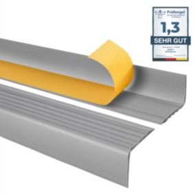 Profil schodowy PCV 50x42mm, QUEST, samoprzylepny antypoślizgowy nosek schodowy, RGP, srebrny, 1m