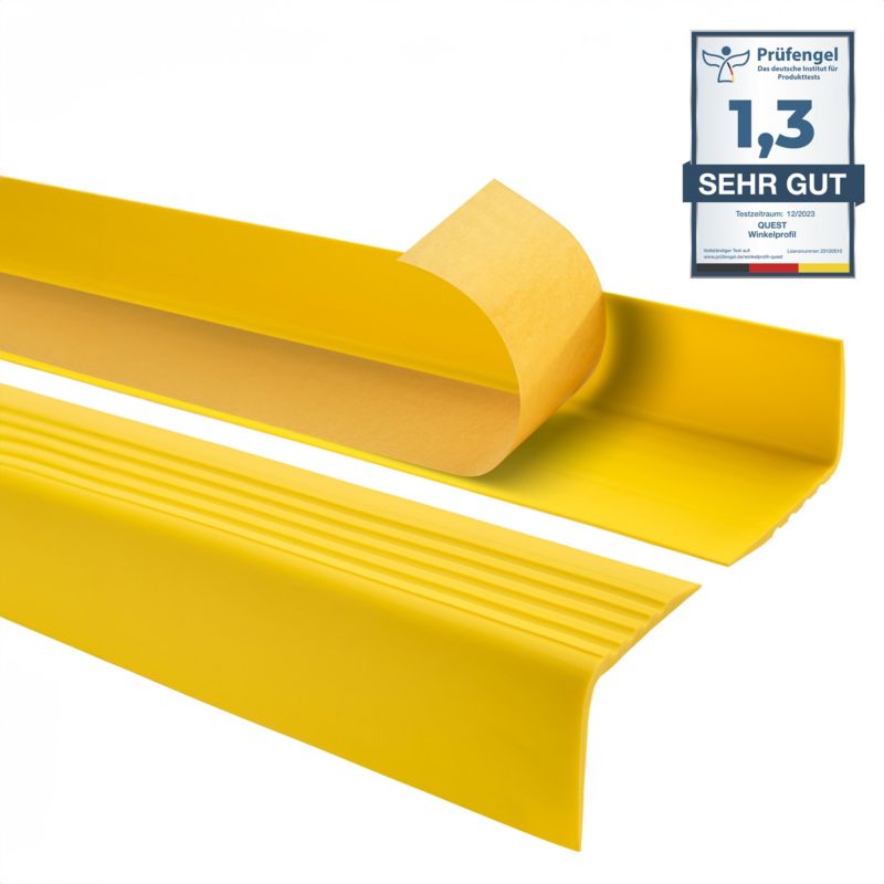 Profil schodowy PCV 50x42mm, QUEST, samoprzylepny antypoślizgowy nosek schodowy, RGP, żółty, 1.8m