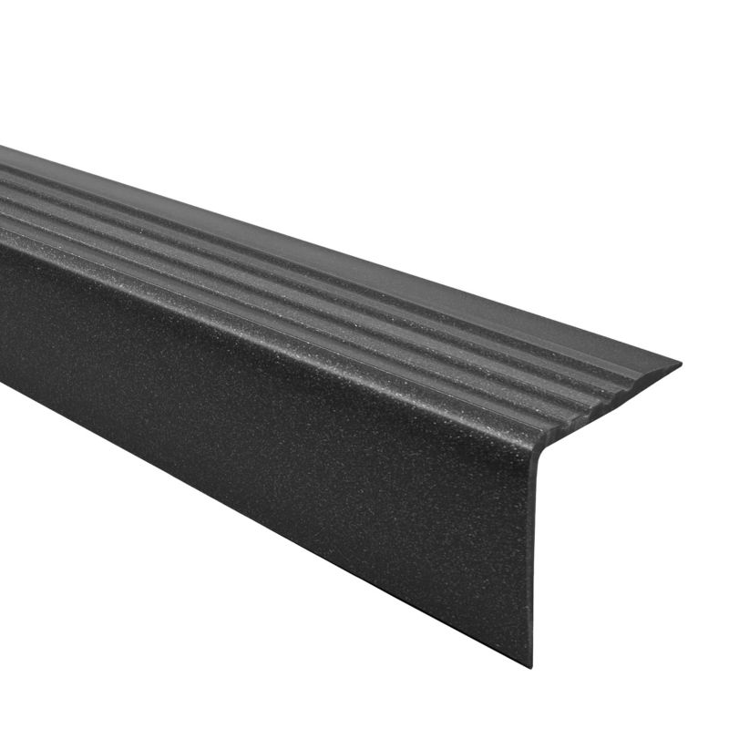 Profil schodowy PCV 52x40mm, QUEST, antypoślizgowy nosek schodowy,  RGP, czarny-srebrny, 1.5m