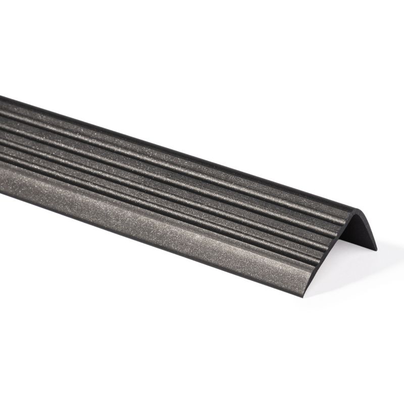 Profil schodowy PCV 52x40mm, QUEST, antypoślizgowy nosek schodowy,  RGP, czarny-srebrny, 1.5m