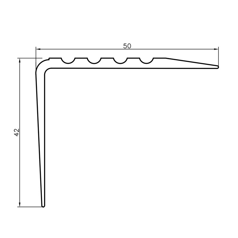 Profil schodowy PCV 52x40mm, QUEST, antypoślizgowy nosek schodowy,  RGP, żółty, 1.5m