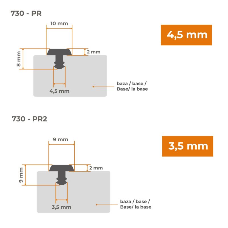 Profil schodowy rowkowany 10x8mm, QUEST, antypoślizgowy nosek schodowy PCV,  PR, czarny-srebrny, 25m