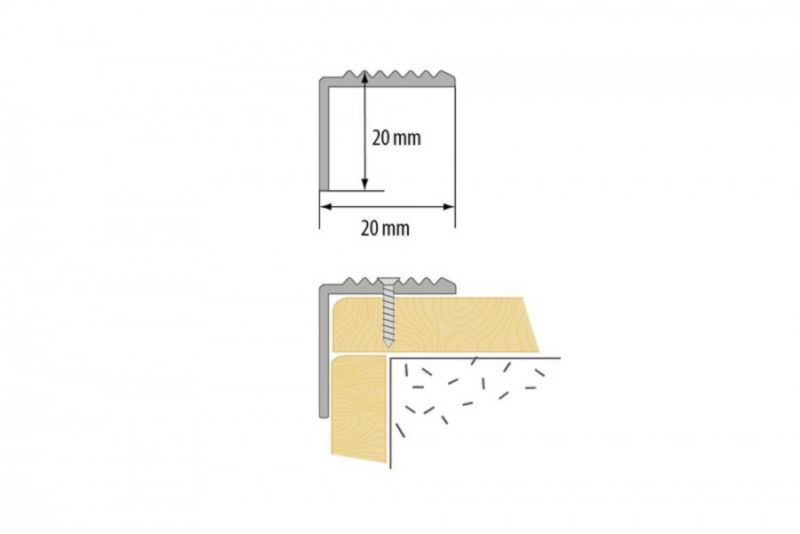 Profil schodowy ryflowany Cezar Naturalny 2000x20x20mm aluminiowy 1 szt.
