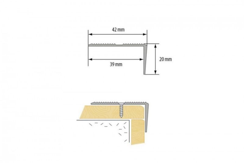 Profil schodowy ryflowany Cezar Srebrny 2000x42x22mm aluminium 1 szt.