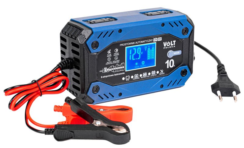 Prostownik akumulatorowy Volt Polska ładowarka AGM LiFEPO4 LCD 12V 24V 5A 10A 1szt.