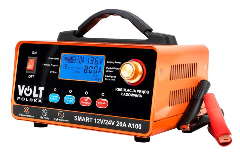 Prostownik akumulatorowy Volt Polska inteligentny SMART A100 ładowarka 12V / 24V 20A  1szt.
