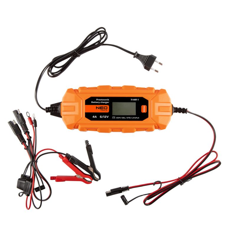 Prostownik automatyczny NEO TOOLS 4A/70W, 3-120Ah, do akumulatorów kwasowych / AGM / GEL 1 szt