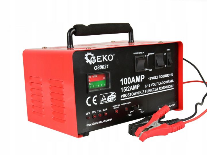 Prostownik z funkcją rozruchu CA-JL-12A 6 V 12 V 100 A do akumulatorów Geko 20-120 Ah 1 szt.