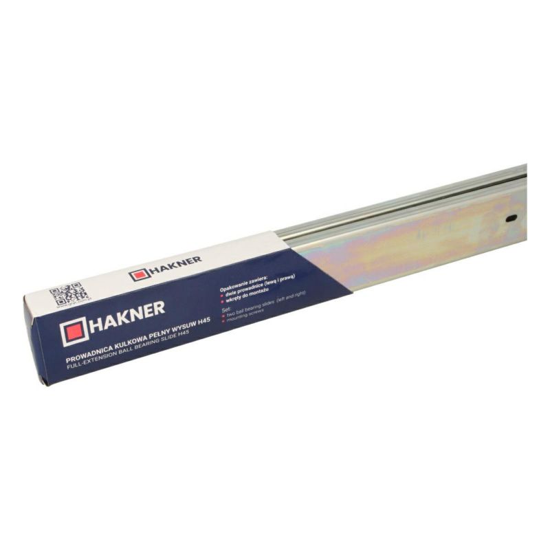 Prowadnica kulkowa do szuflad Hakner 45 400mm 35kg pełny wysuw - 1 par.