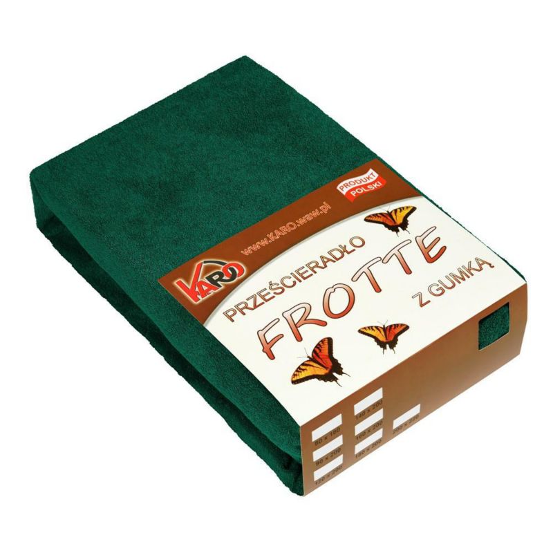 Prześcieradło frotte z gumką KARO 160x200 butelkowe 1szt.
