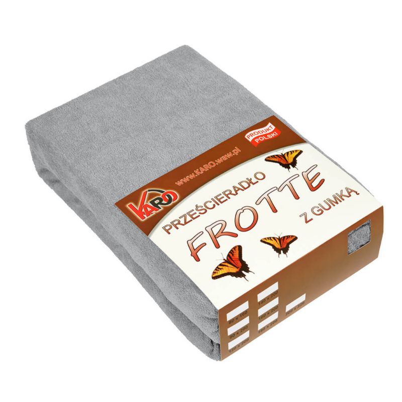 Prześcieradło frotte z gumką KARO 220x240 szare 1 szt.