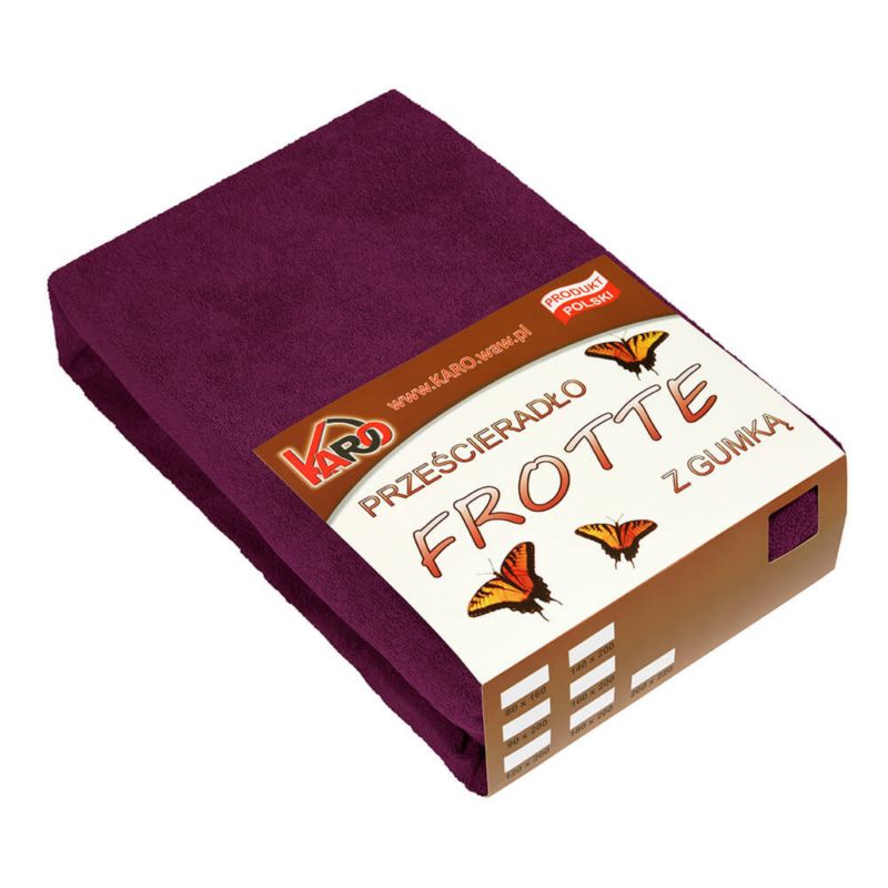 Prześcieradło frotte z gumką KARO 70x140 śliwkowe 1 szt.