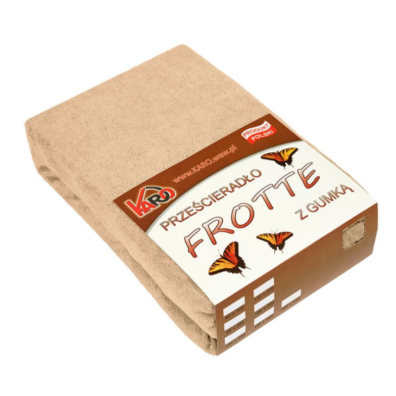 Prześcieradło frotte z gumką KARO 80x200 beżowe 1 szt.