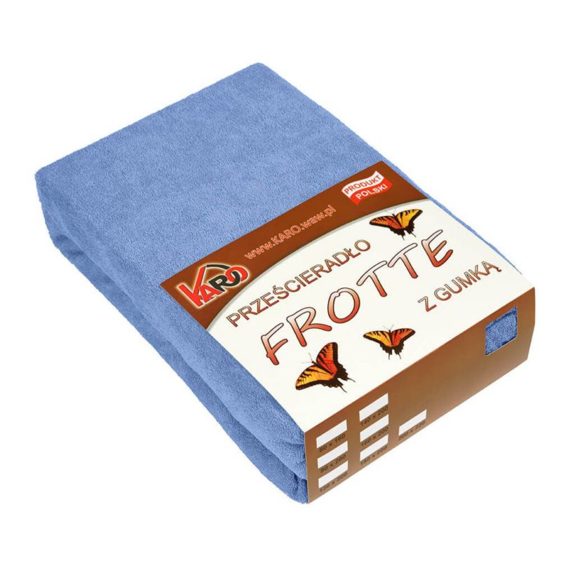 Prześcieradło frotte z gumką KARO 80x200 niebieskie 1 szt.