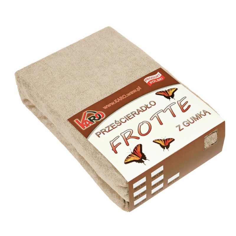 Prześcieradło frotte z gumką KARO 90x200 beż cappuccino 1 szt.