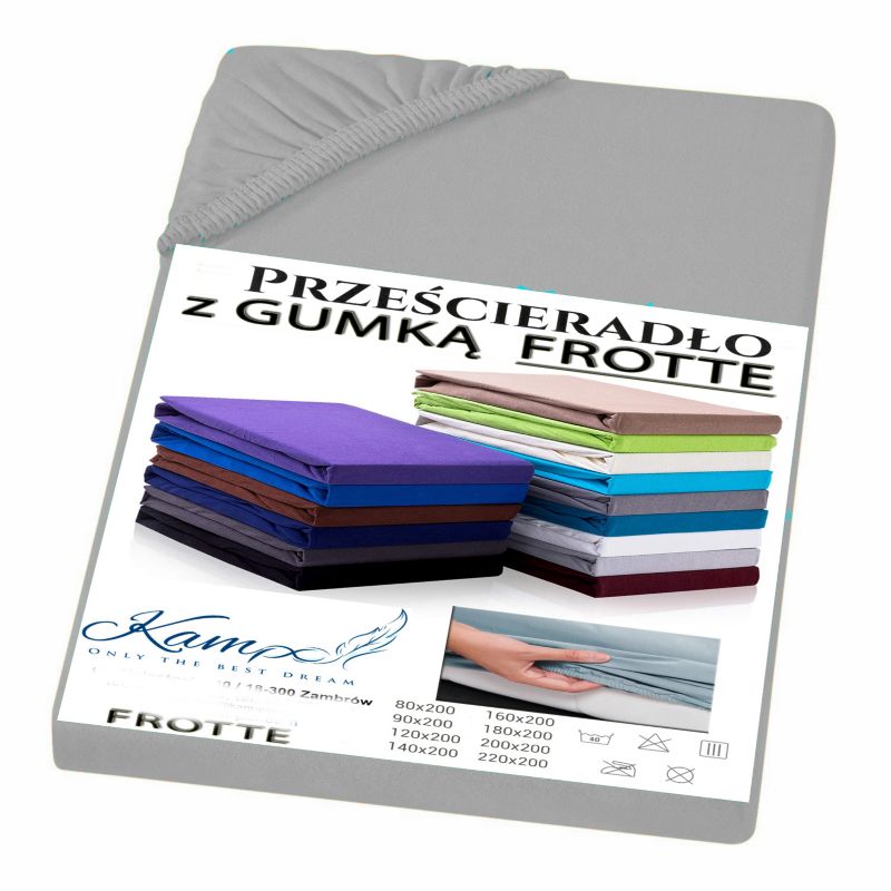 Prześcieradło gumka frotta Kam-Pol bawełna premium 120x22 szary 1 szt.