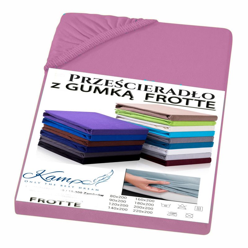 Prześcieradło gumka frotta Kam-Pol bawełna premium 180x200 róż 1 szt.