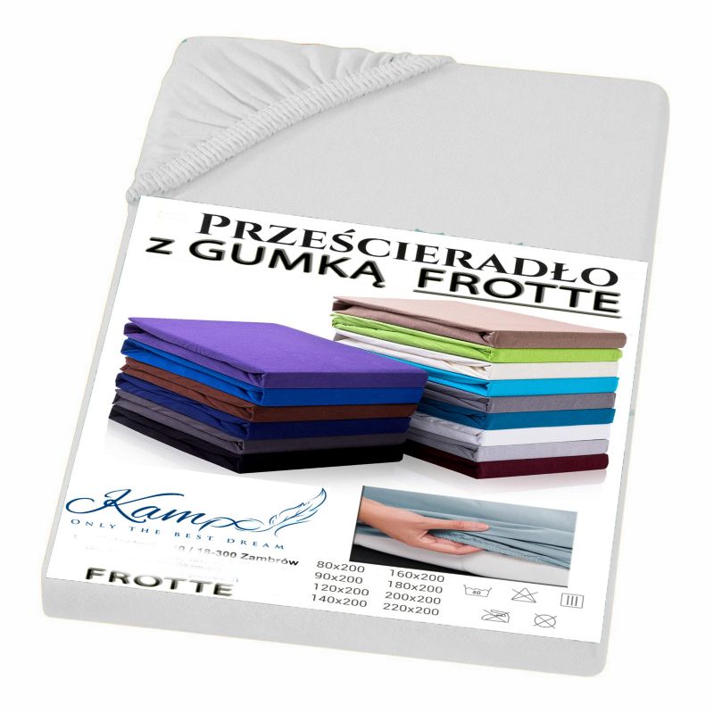 Prześcieradło gumka frotta Kam-Pol bawełna premium 180x210 białe 1 szt.