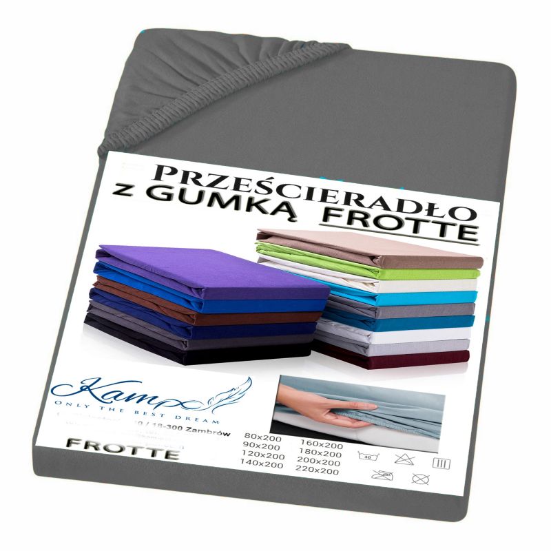 Prześcieradło gumka frotta Kam-Pol bawełna premium 70x220 szary 1 szt.