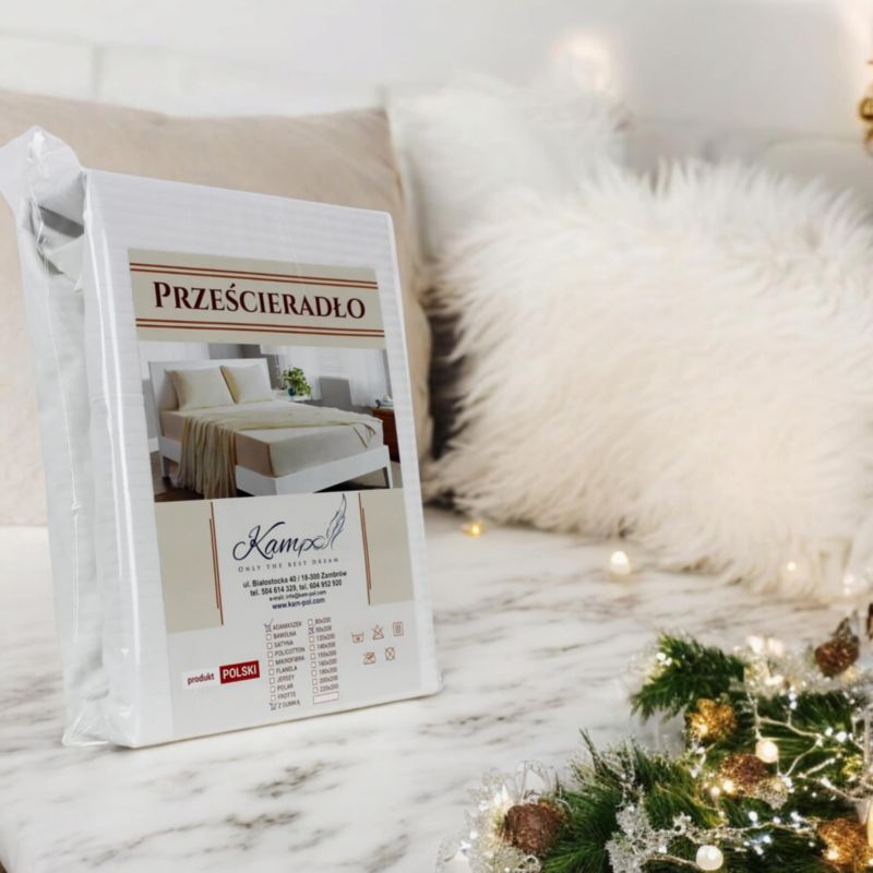 Prześcieradło gumka hotelowe Kam-Pol bawełna premium 140x260 białe 1 szt.