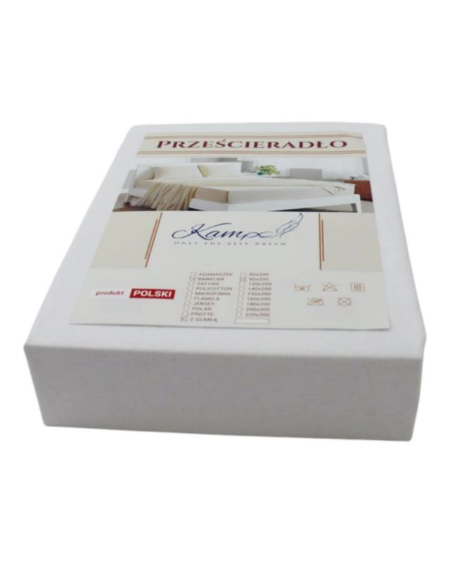 Prześcieradło gumka hotelowe Kam-Pol bawełna premium 150x260 białe 1 szt.