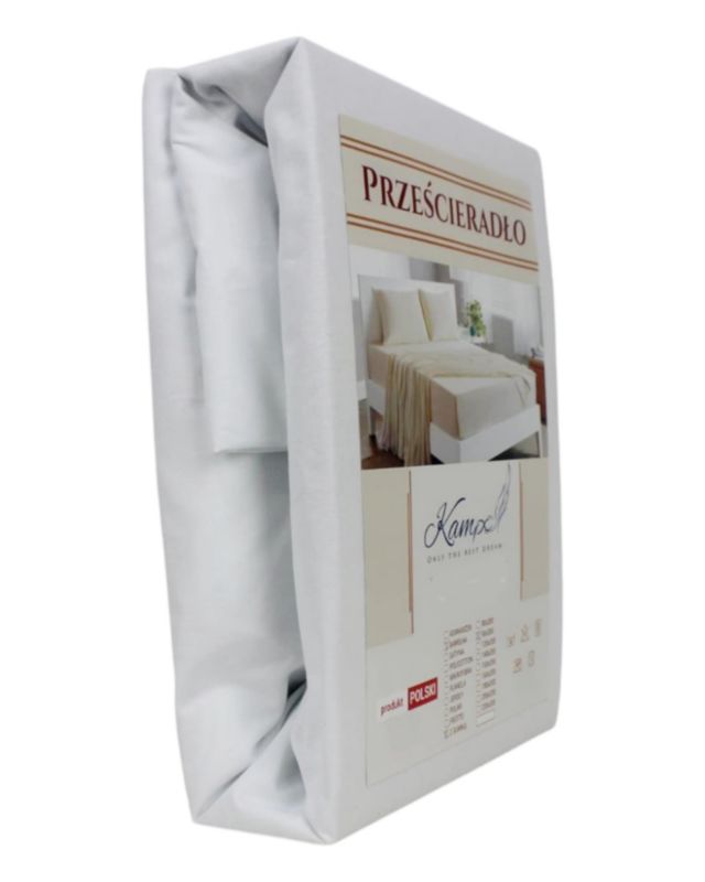 Prześcieradło gumka hotelowe Kam-Pol bawełna premium 150x260 białe 1 szt.