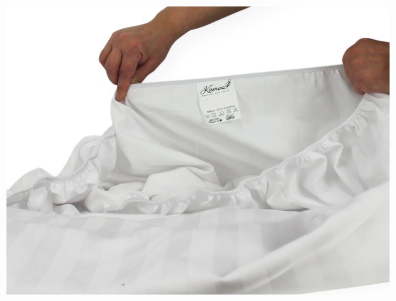 Prześcieradło gumka hotelowe Kam-Pol bawełna premium 220x305 białe 1 szt.