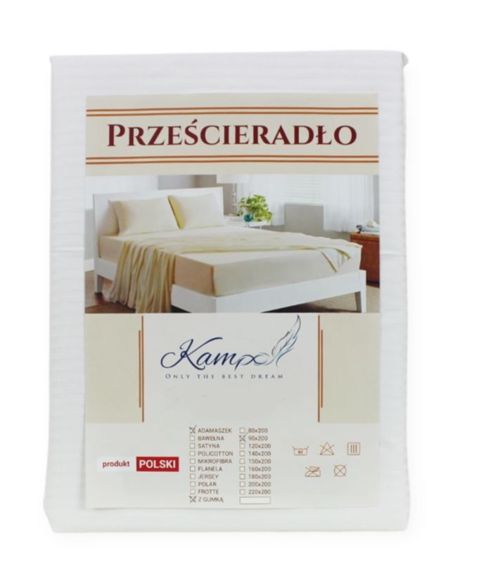 Prześcieradło gumka hotelowe Kam-Pol bawełna premium 70x100 białe 1 szt.