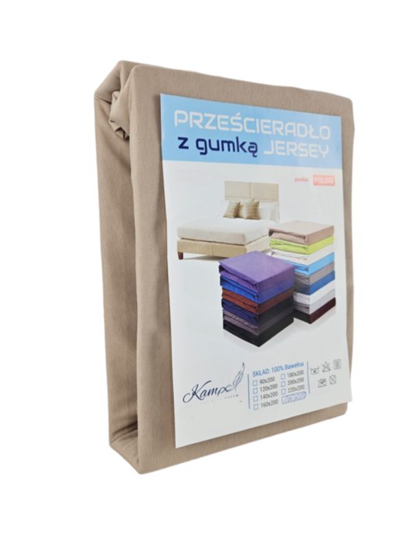 Prześcieradło gumka jersey Kam-Pol bawełna premium 180x220 cappucino 1 szt.
