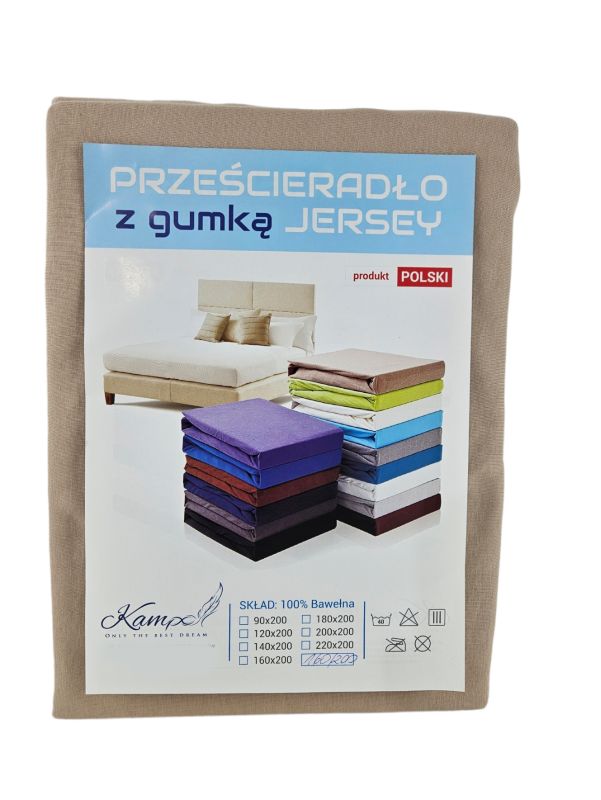 Prześcieradło gumka jersey Kam-Pol bawełna premium 180x220 cappucino 1 szt.