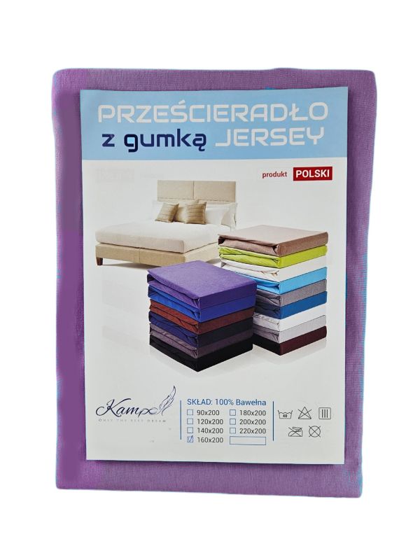 Prześcieradło gumka jersey Kam-Pol bawełna premium 60x120 wrzos 1 szt.