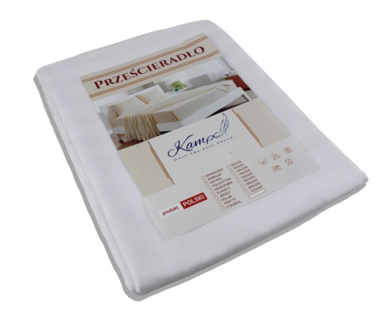 Prześcieradło hotelowe tradycyjne Kam-Pol gładkie 140x200 białe 1 szt.