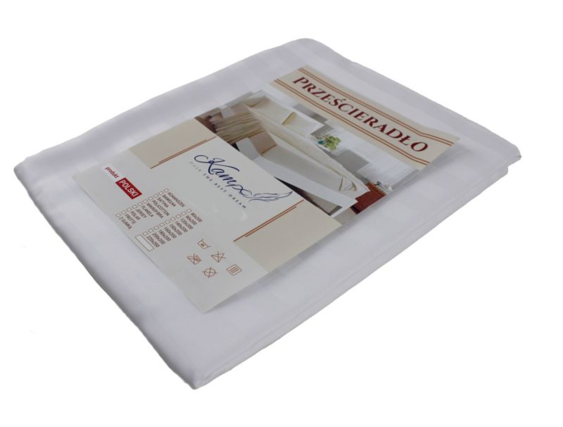 Prześcieradło hotelowe tradycyjne Kam-Pol gładkie 140x300 białe 1 szt.