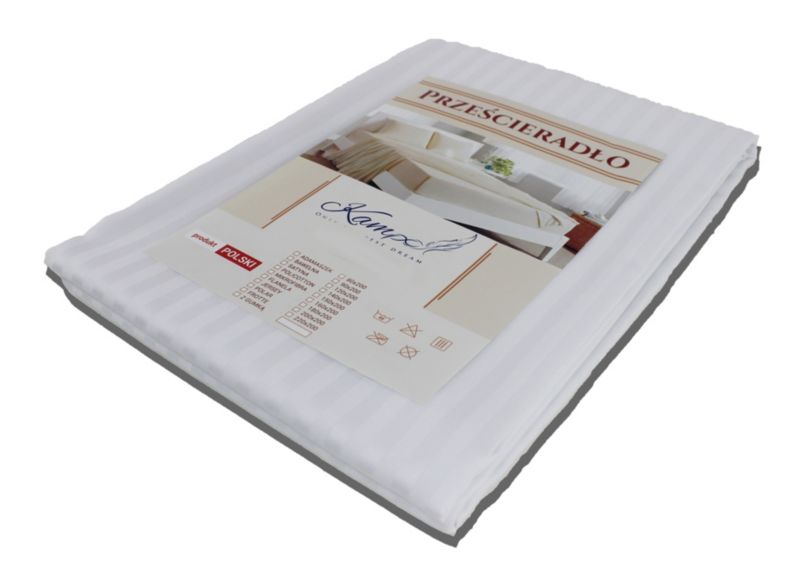 Prześcieradło hotelowe tradycyjne Kam-Pol gładkie 140x300 białe 1 szt.