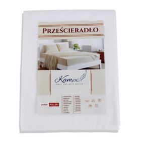 Prześcieradło hotelowe tradycyjne Kam-Pol gładkie 220x300 białe 1 szt.
