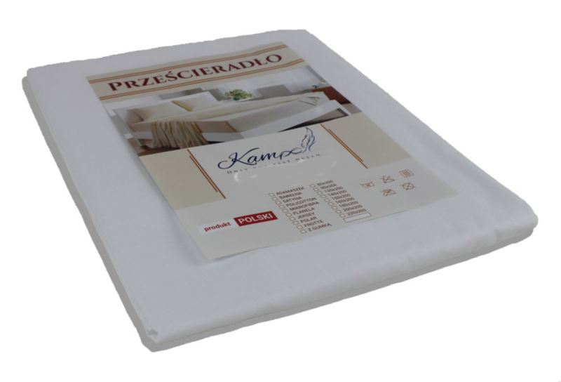 Prześcieradło hotelowe tradycyjne Kam-Pol gładkie 260x300 białe 1 szt.