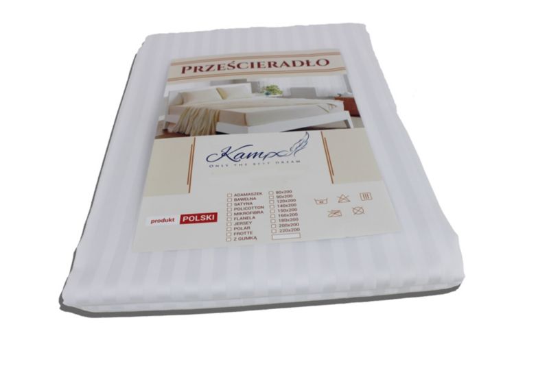 Prześcieradło hotelowe tradycyjne Kam-Pol gładkie 60x120 białe 1 szt.