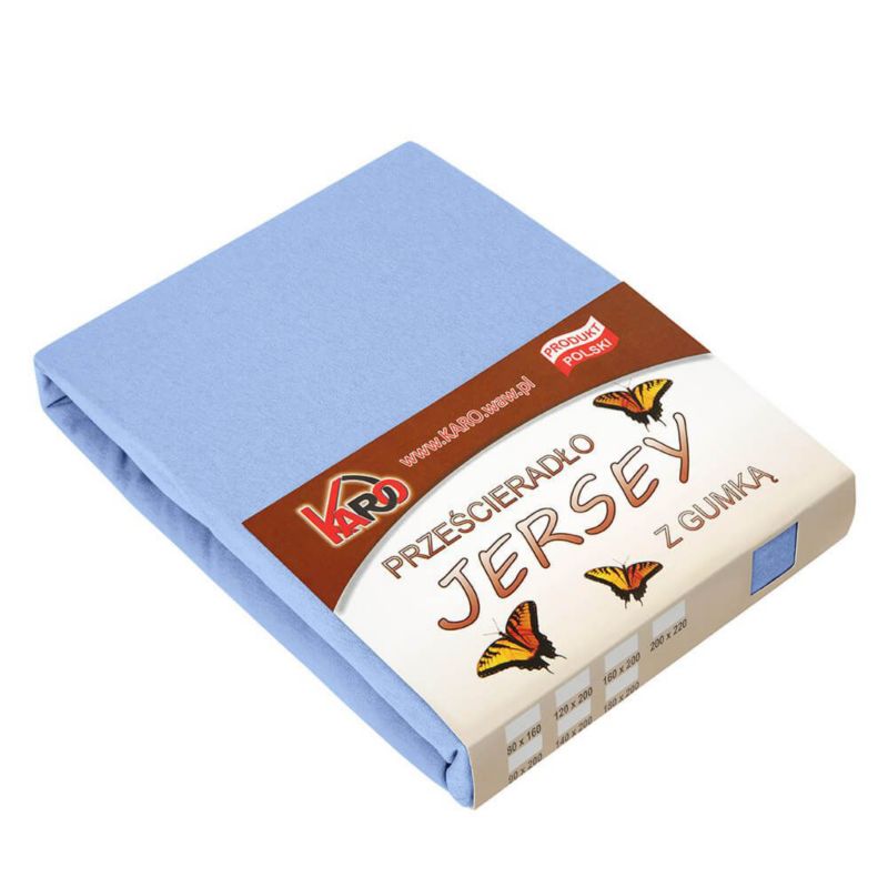 Prześcieradło jersey z gumką KARO 140x200 błękitne 1 szt.